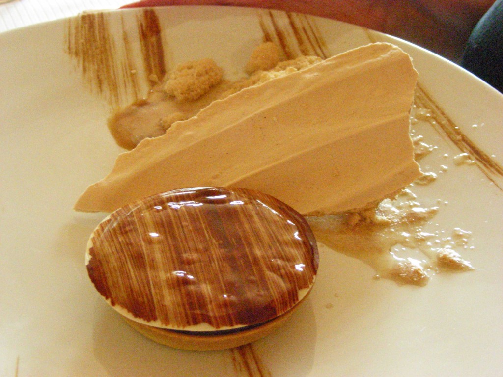 Cedarwood tart, with woody ice-cream at the back