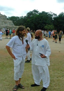 Michael DiMartino (left) speaks to the people